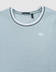 Grünes Jungen-T-Shirt mit Reliefstreifen-3