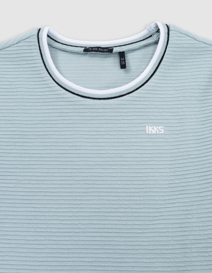 Grünes Jungen-T-Shirt mit Reliefstreifen-3