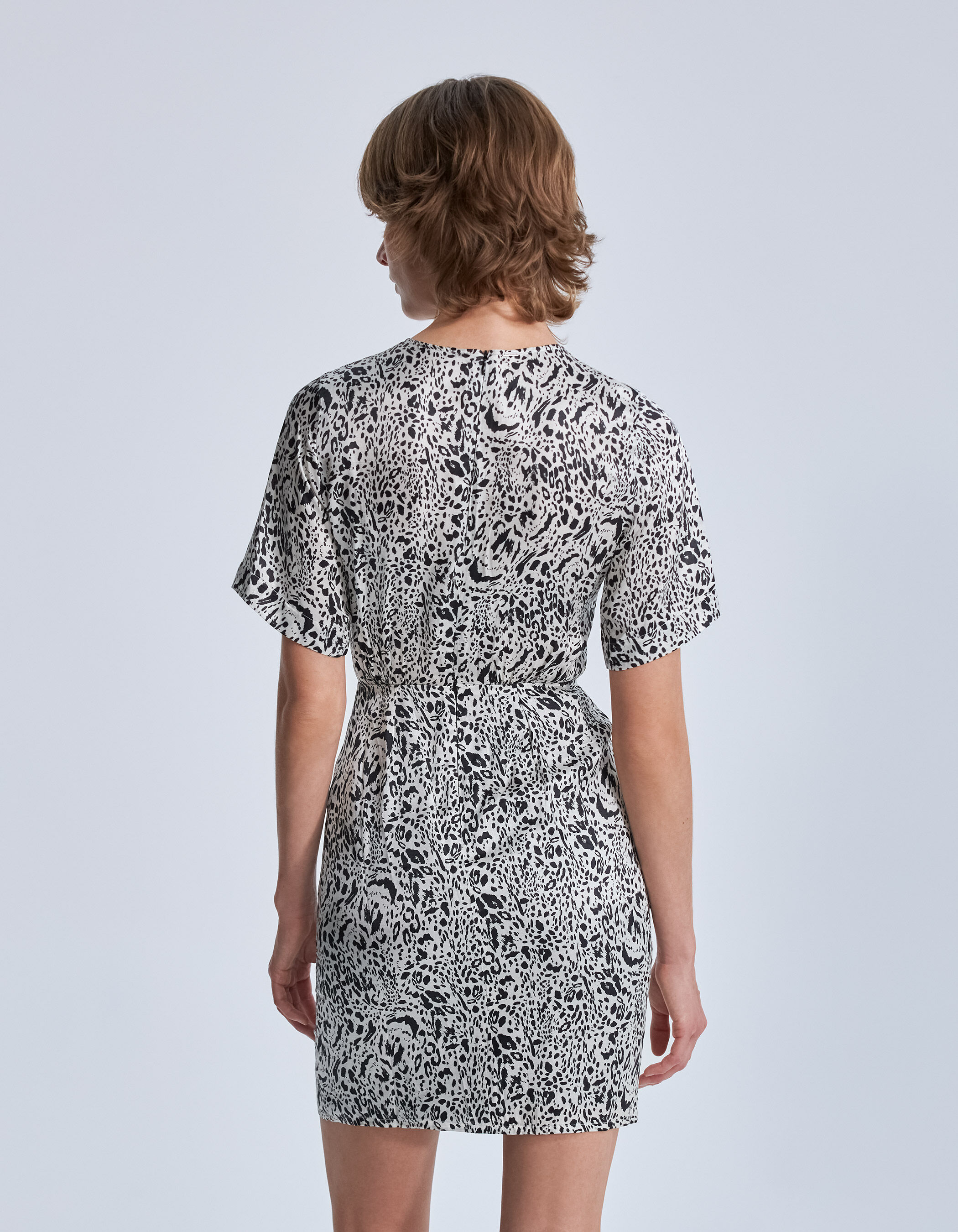 Gebroken witte jurk dierenprint Dames