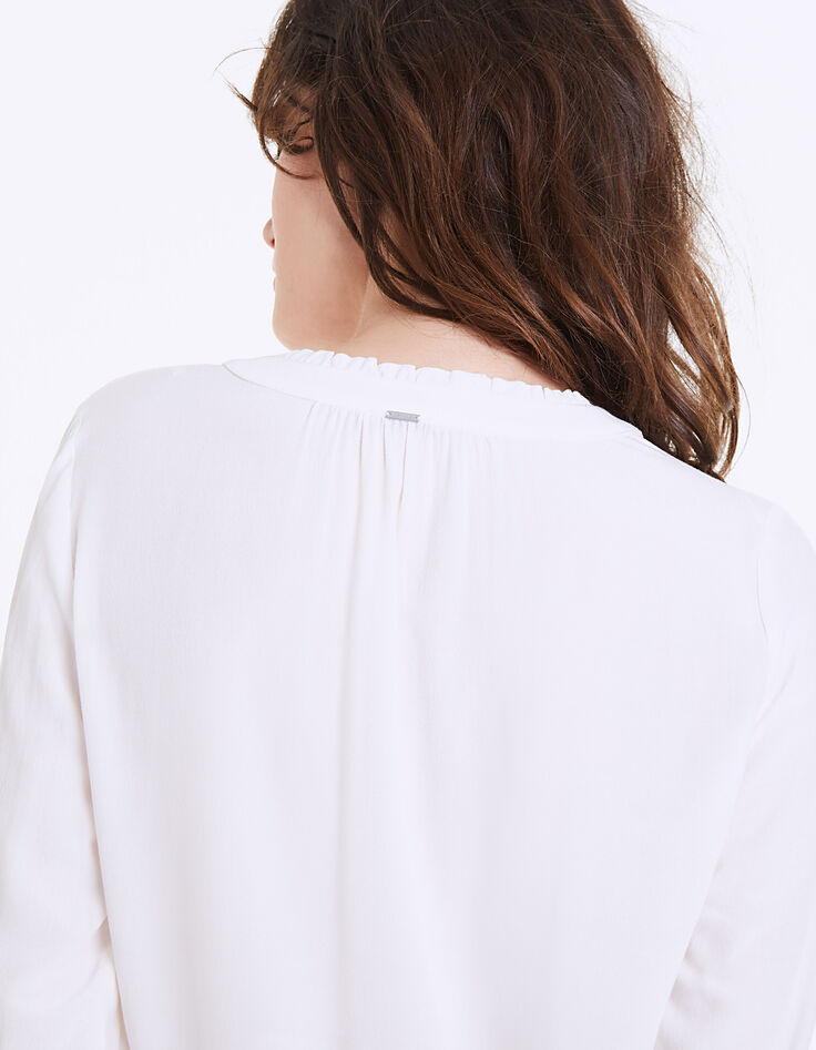 Ecru blouse viscosecr&ecirc;pe volantkraag-5