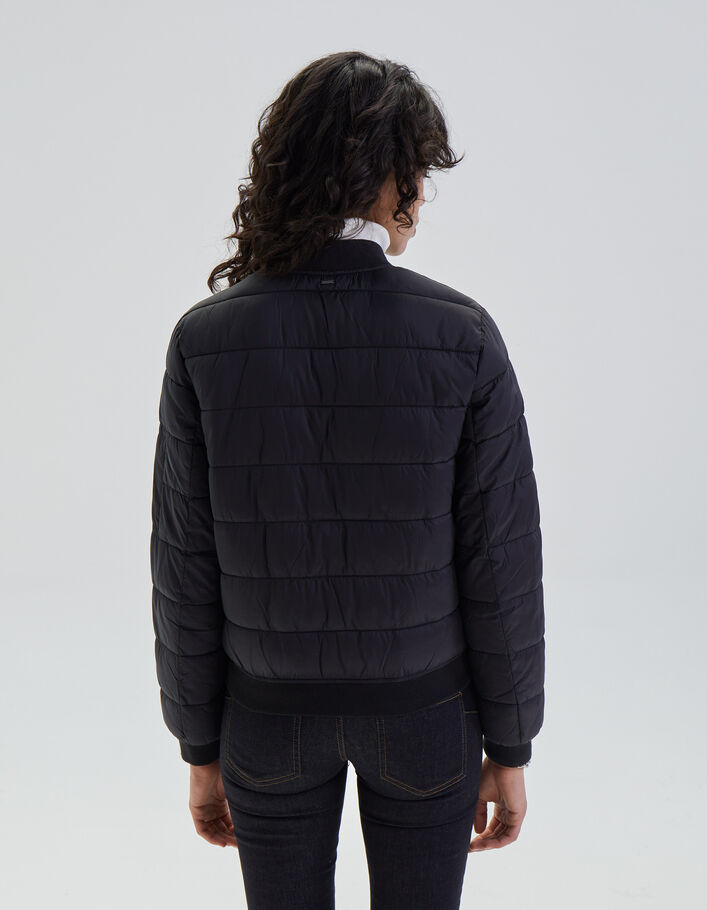 Women’s black high-collar short light padded jacket, badge - IKKS