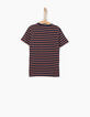 Tee-shirt indigo &agrave; rayures rouges gar&ccedil;on-4