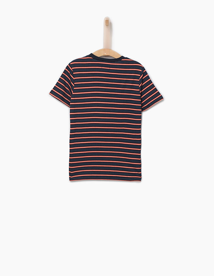 Tee-shirt indigo &agrave; rayures rouges gar&ccedil;on-4