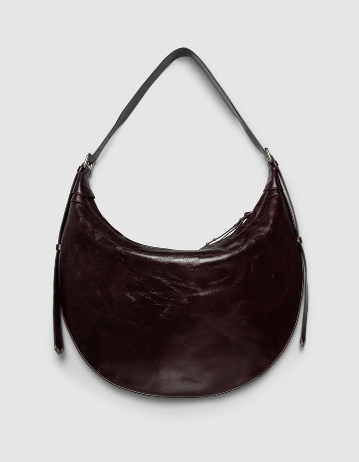 Bolso semiluna burdeos cuero brillante Allane mujer-3 Bolso semiluna burdeos cuero brillante Allane mujer-3