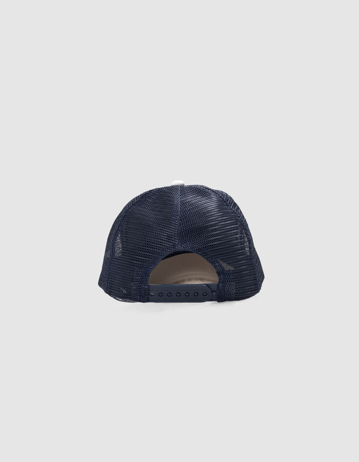Casquette marine et blanche visière beige garçon-2