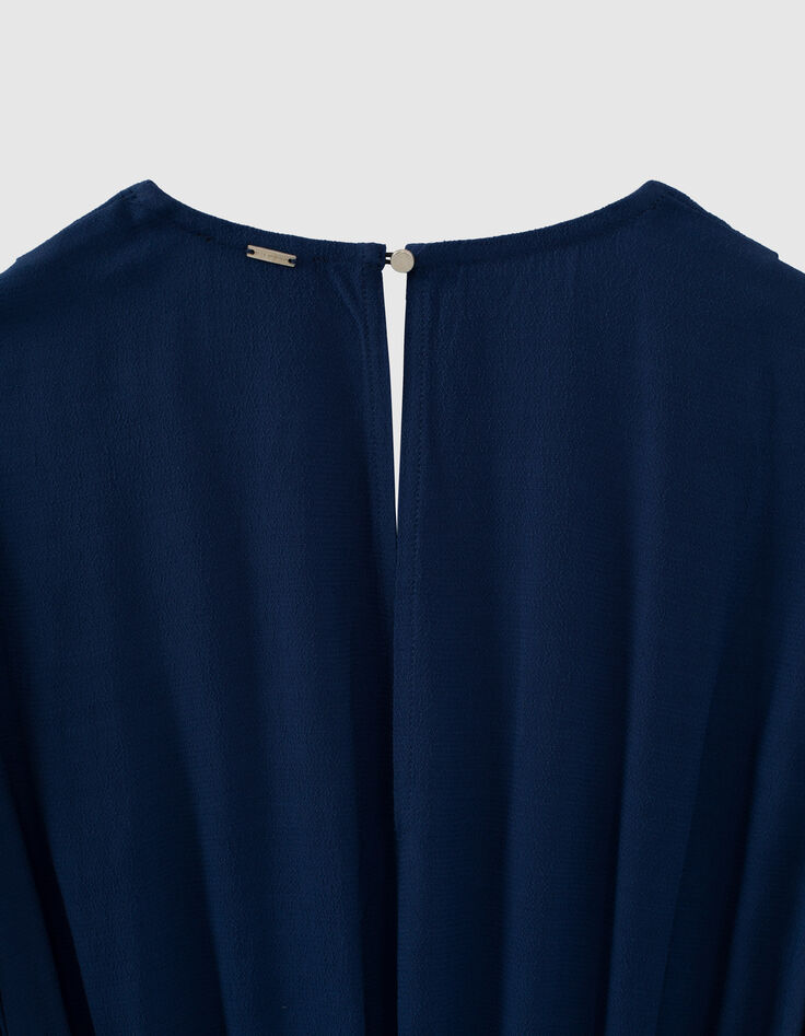 Combinaison 7/8 en viscose coloris bleu fente dos femme-4