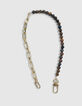 Collier marron oeil de tigre et maille trombone Femme-2