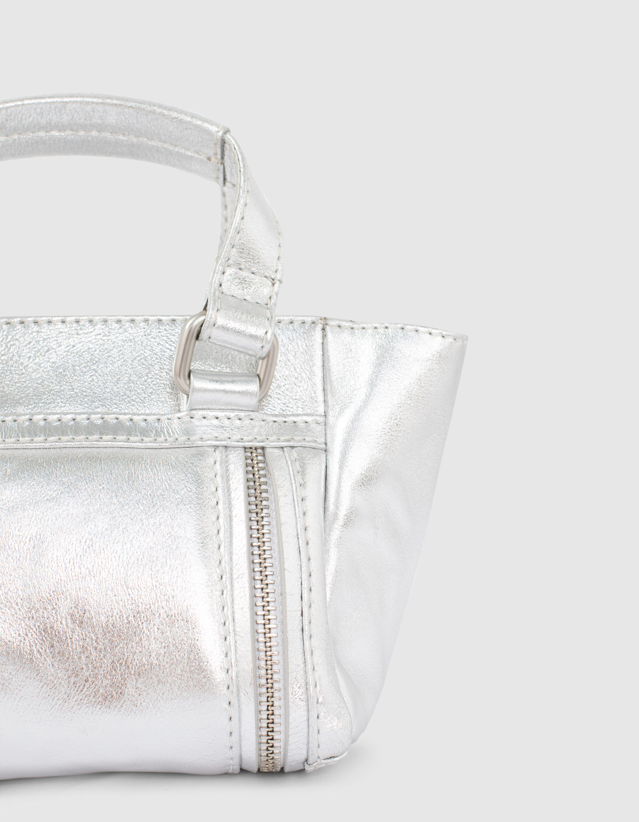 Sac cabas deals cuir argenté
