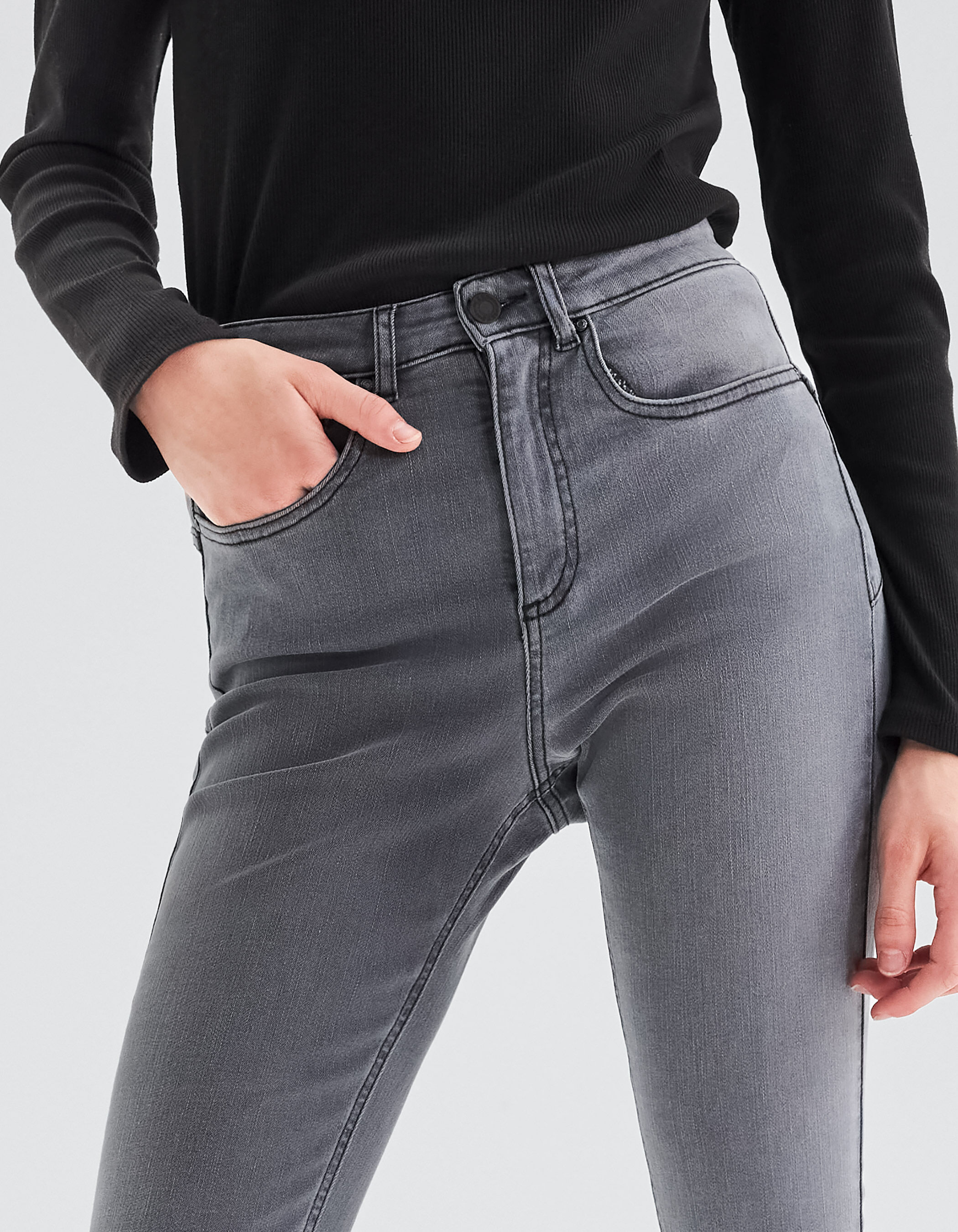 Jean slim shop gris taille haute