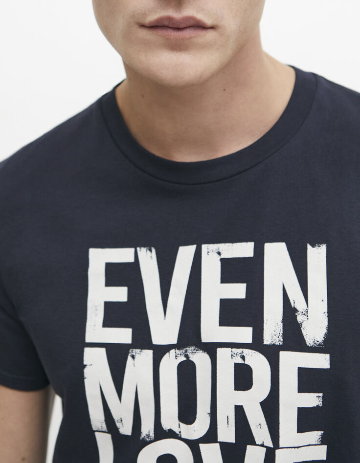 Tee-shirt marine &agrave; message Homme-2