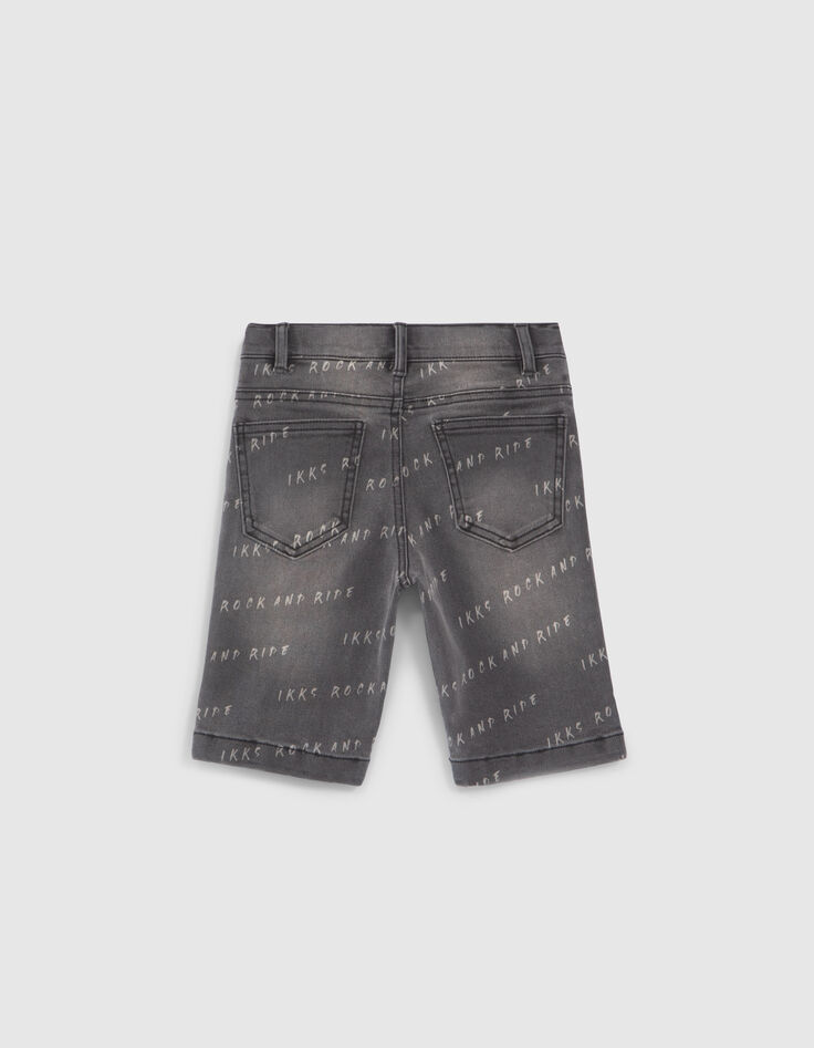 Graue Jungenjeansbermudas mit Print-2