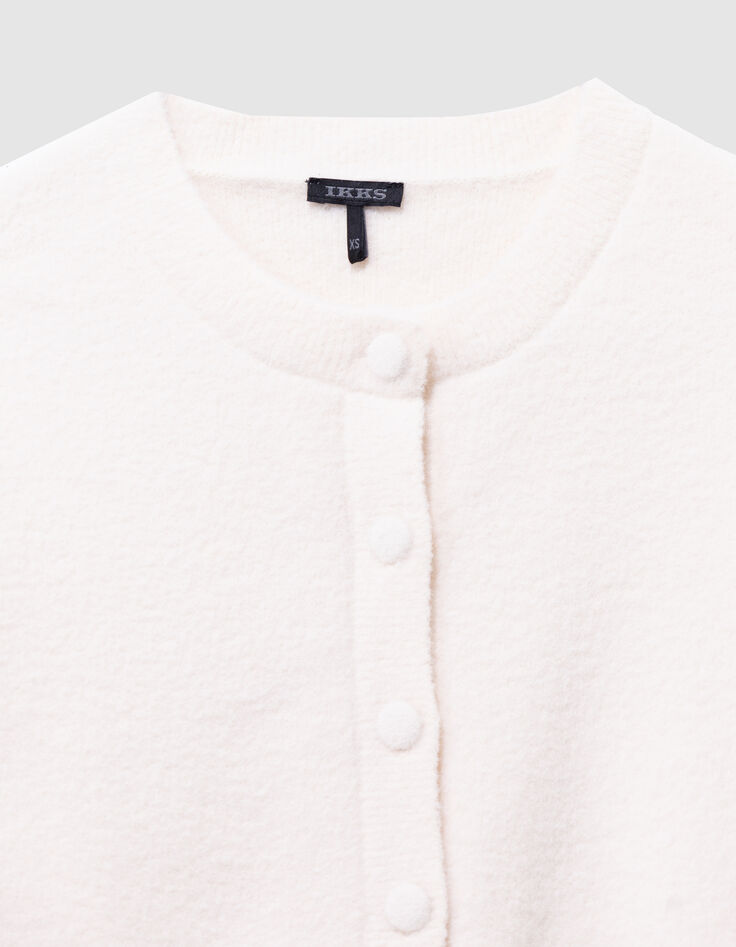 Girls’ beige soft knit buttoned cardigan-2