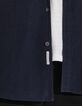 Marineblaues REGULAR-Herrenhemd aus gestreiftem Velours-4