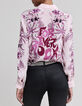 Chemise rose imprim&eacute; fleurs et palmiers Femme-2