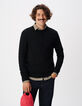 Zwart fleece-sweatshirt voor heren met gestreept motief-2