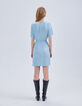 Women’s blue decorative graphic motif jacquard dress-3