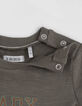 Baby boys’ khaki organic cotton T-shirt with gold marking -2