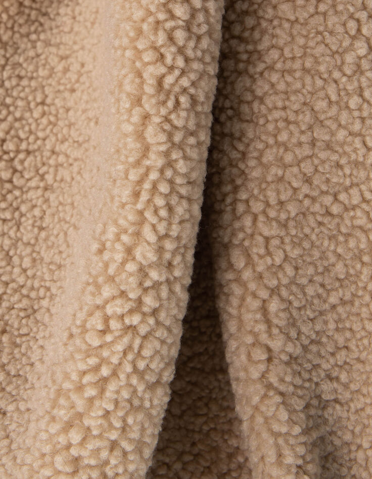 Cárdigan beige sherpa reciclado bolsillos cremallera niño-7