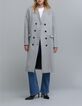 Manteau long gris parmenture amovible Femme-1