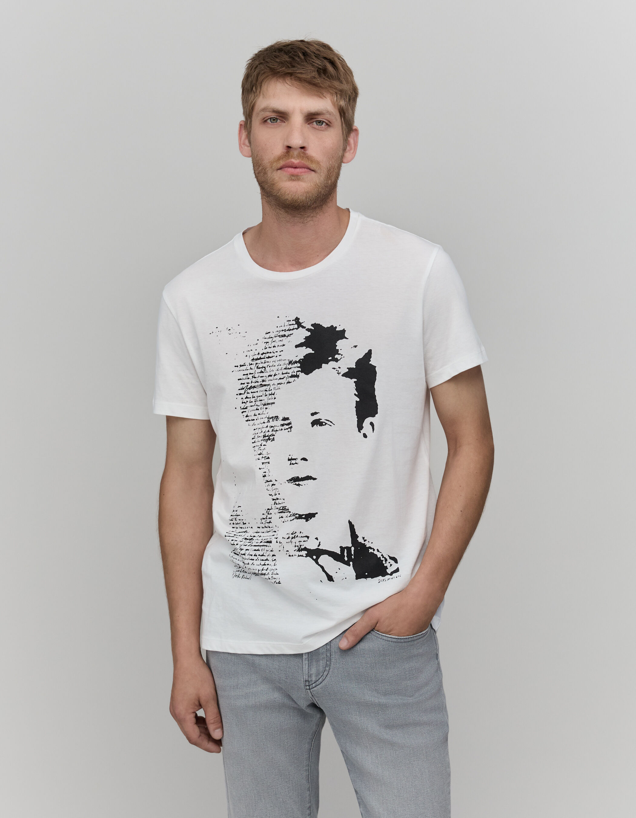 T Shirt weiB Bio Baumwolle visuell Rock Mann IKKS