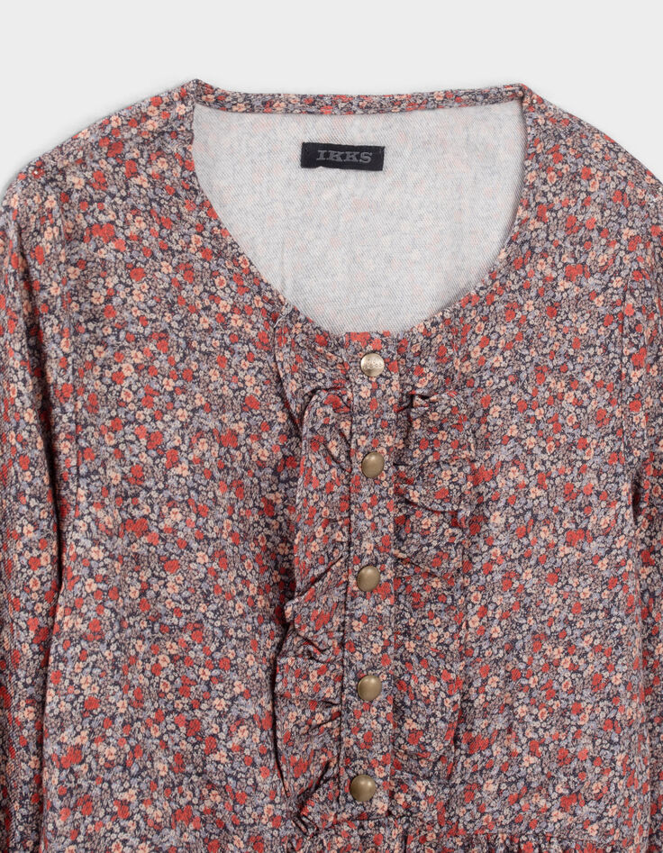 Robe navy imprim&eacute; micro-fleurs fille-2
