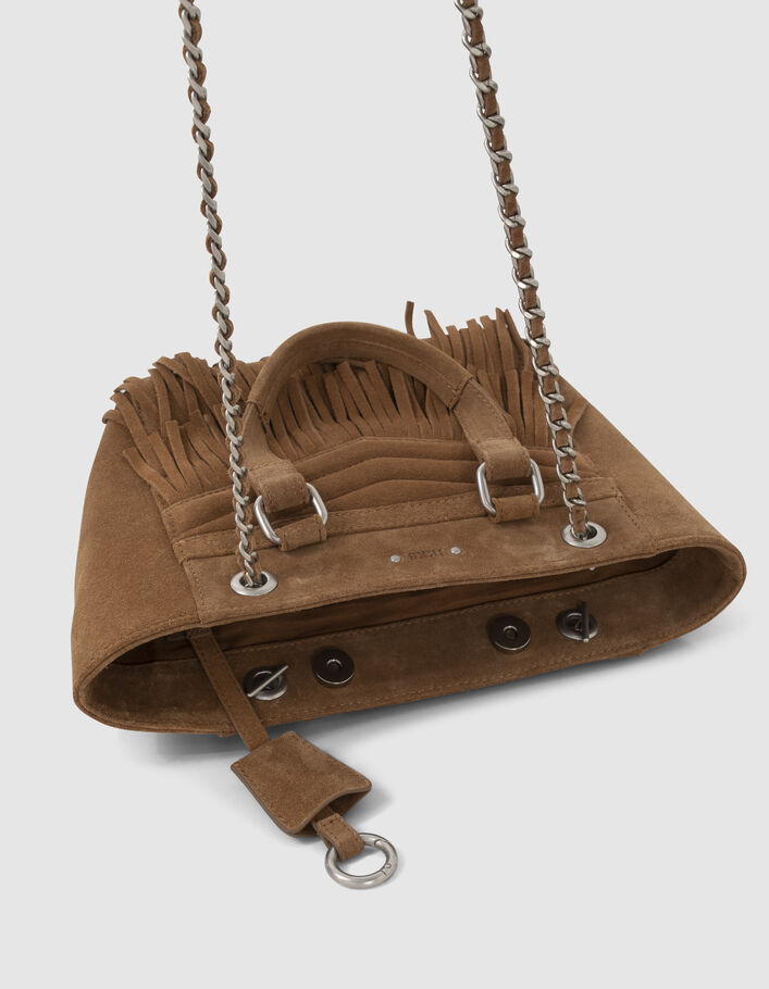 Women’s sand suede fringed Small 1440 bag - IKKS