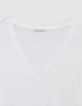 Dames-T-shirt van witte linnenblend met lange mouwen-6
