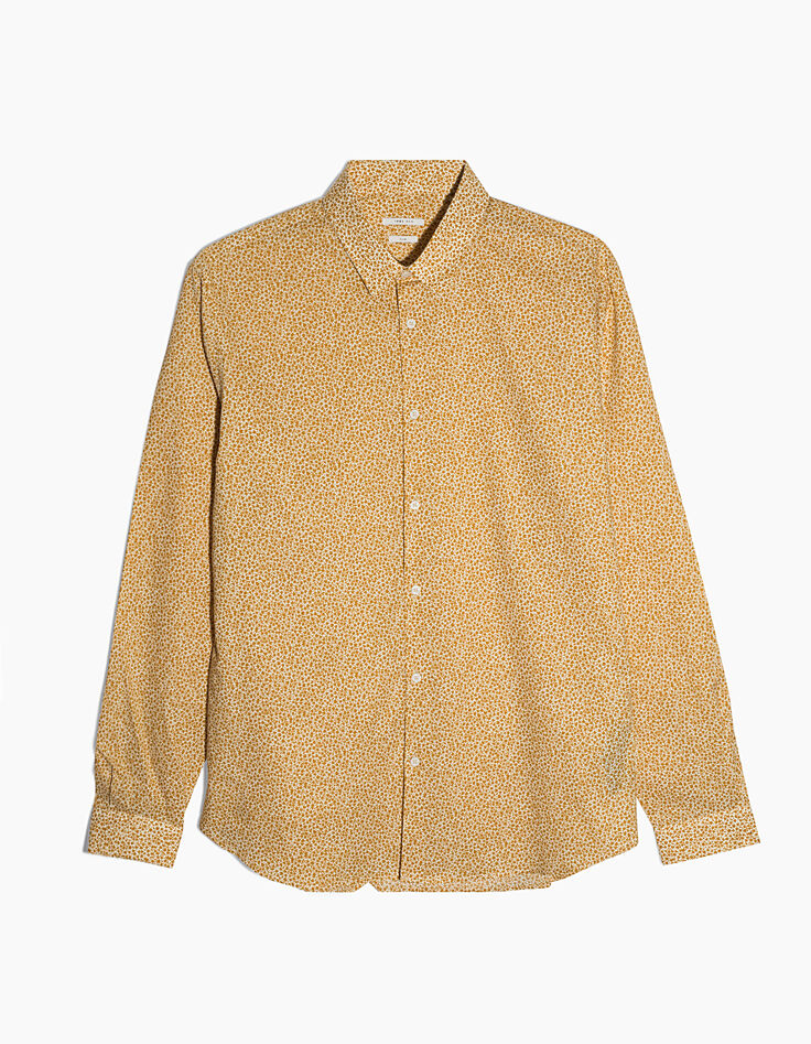 Camisa slim amarilla estampado florecitas Hombre-1