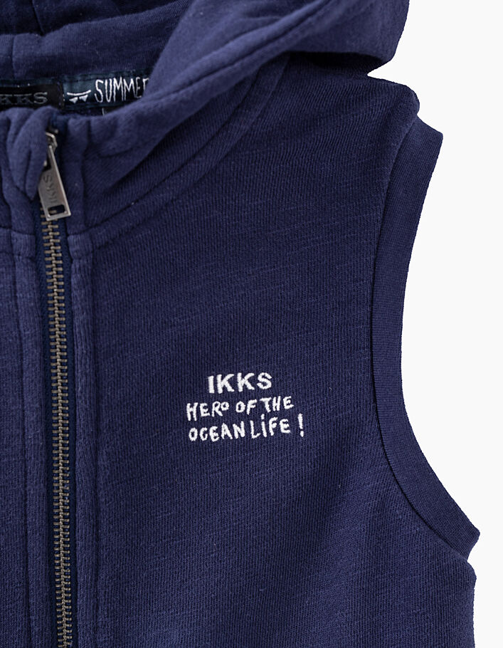Boys’ indigo letter K-embroidered back organic hoodie - IKKS