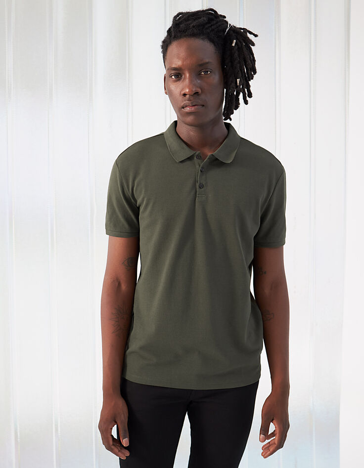 Men’s bronze mixed-fabric IKKS BETTER polo shirt-1 Men’s bronze mixed-fabric IKKS BETTER polo shirt-1