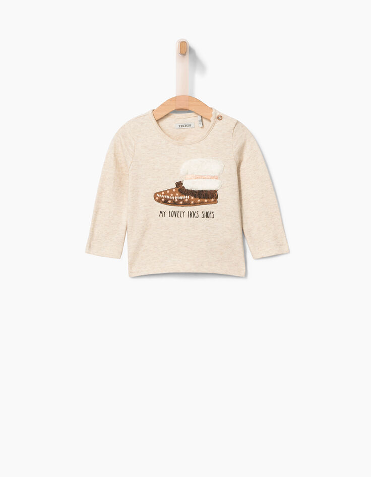 Baby girls' beige T-shirt-1