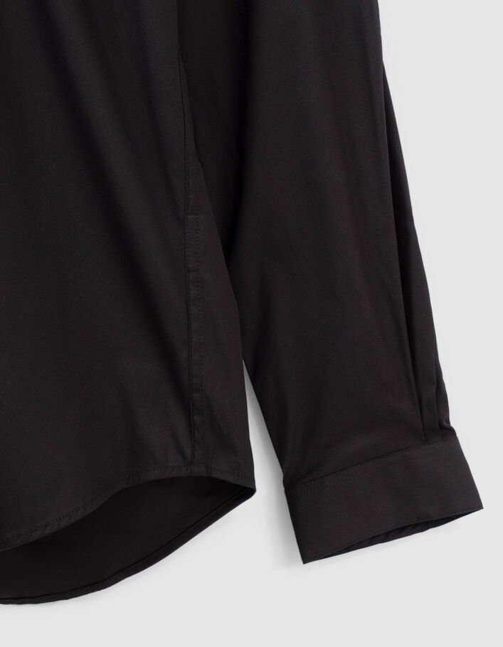 Schwarzes SLIM-Herrenhemd mit verdeckter Knopfleiste - IKKS