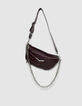 Damen-Bauchtasche THE 1- bordeauxrot gestepptes Leder-2