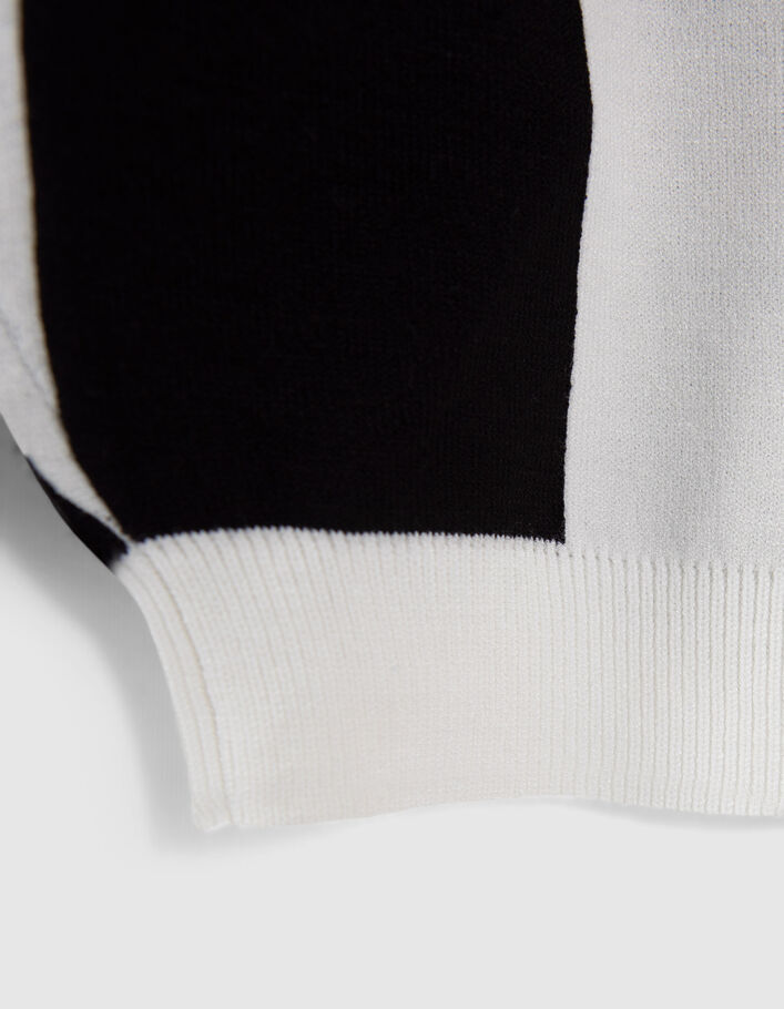 Zwarte gebreide cropped trui wit geblokt meisjes - IKKS