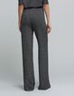 Pantalon gris maille fine graphique ajourée Femme-3