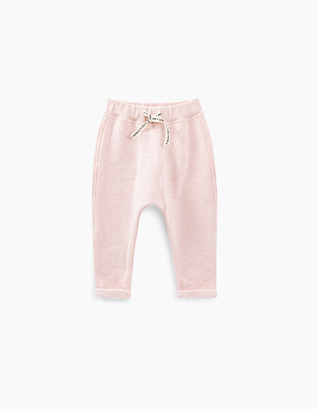Pantalon rose pâle molleton bio bébé
