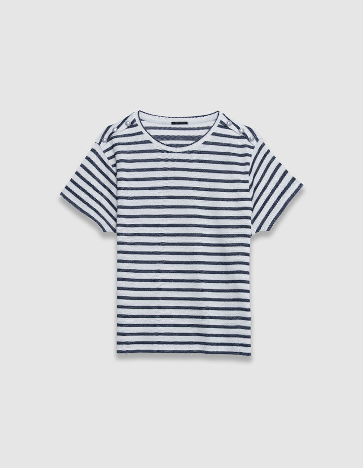 Tee-shirt marini&egrave;re paillet&eacute; boutons &eacute;paules Femme-5