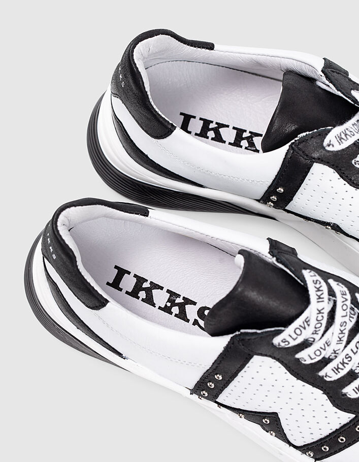  Mädchen-Sneakers in Schwarz und Weiß mit Broguing und Nieten - IKKS