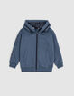Boy's blue zipped hooded cardigan-1