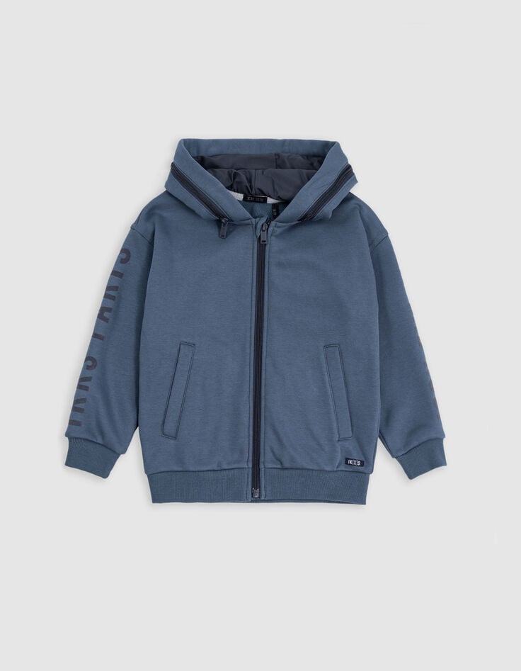 Boy's blue zipped hooded cardigan-1