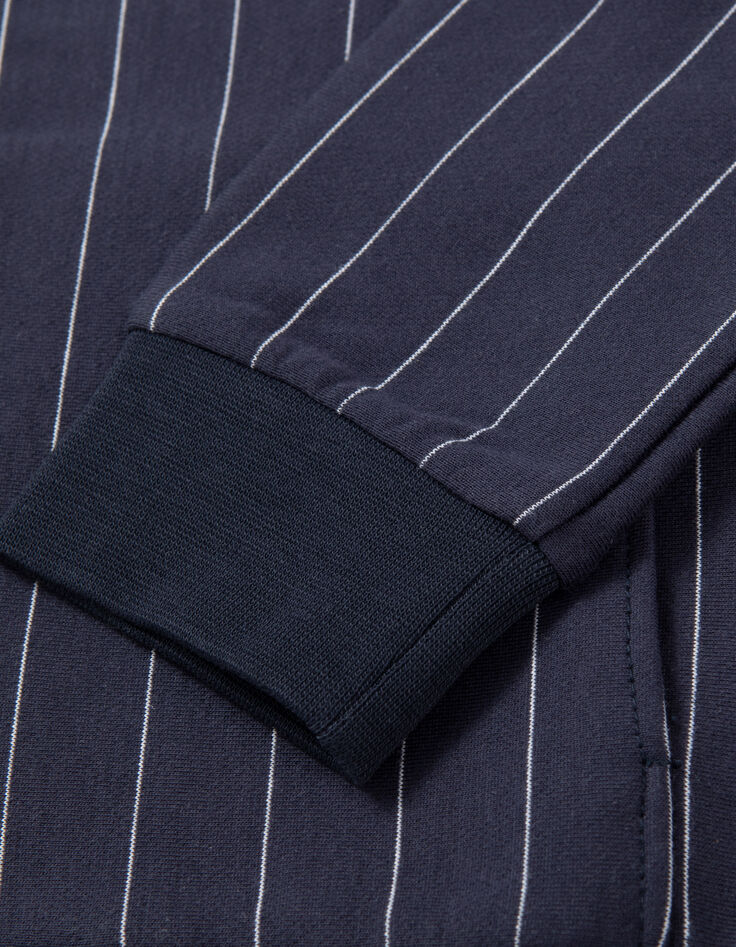 Marineblaue Jungen-Strickjacke mit Tennistreifen-6