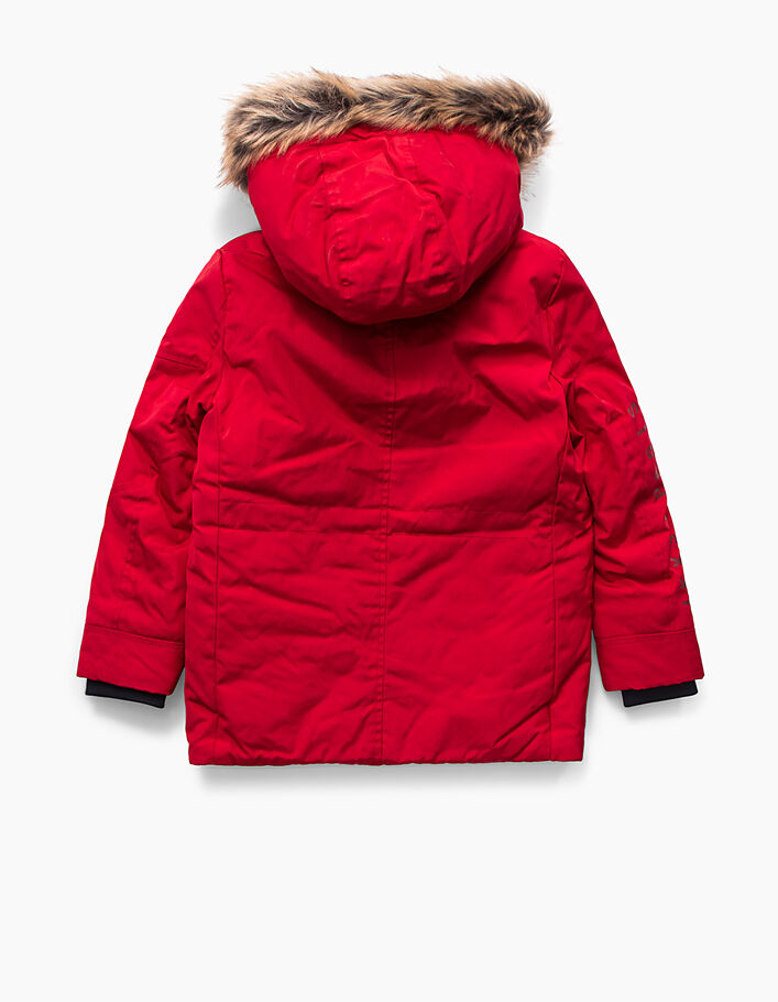 Boys’ medium red fur-lined hooded parka - IKKS