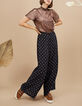 Pantalon large noir imprimé cachemire cravate I.Code-1