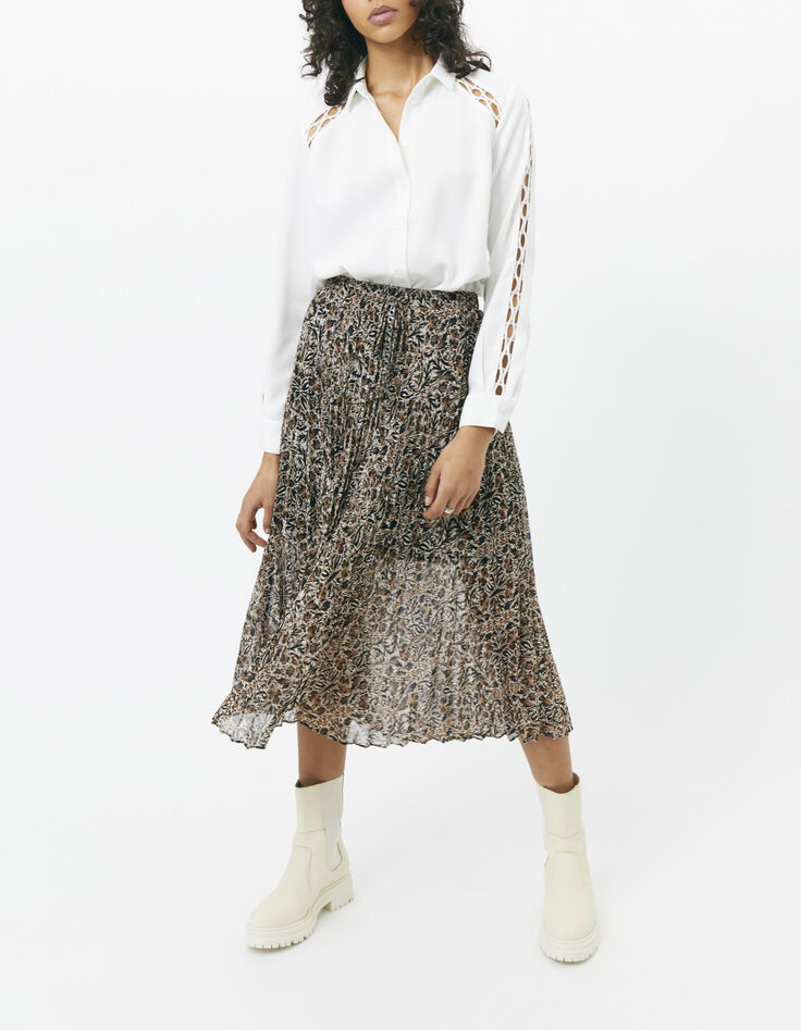 Women’s arabesque print pleated midi skirt-1