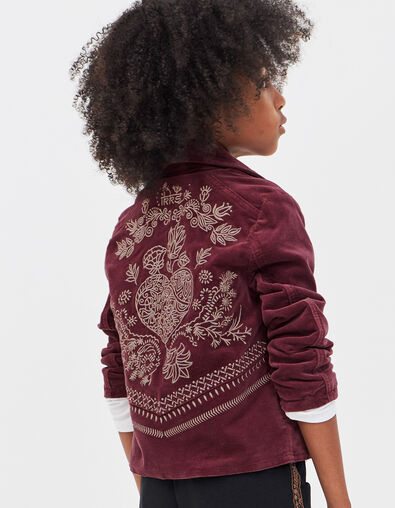 Veste prune en velours lisse esprit motard fille - IKKS