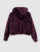 Girls’ burgundy velvet knit hoodie-4