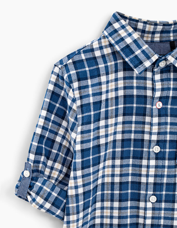 Boys&rsquo; navy check print shirt-5
