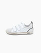 Tennis blanc cassé en cuir à scratchs avec typo garçon -2
