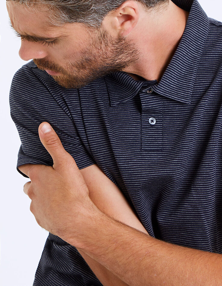 Polo bleu marine à rayures fines Homme-5