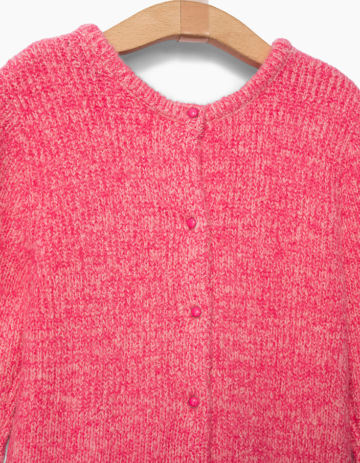 Pull en maille moulinée fuchsia fille-5